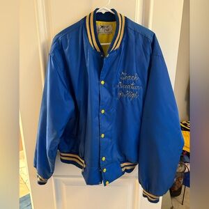 Vintage blue and yellow athletic jacket